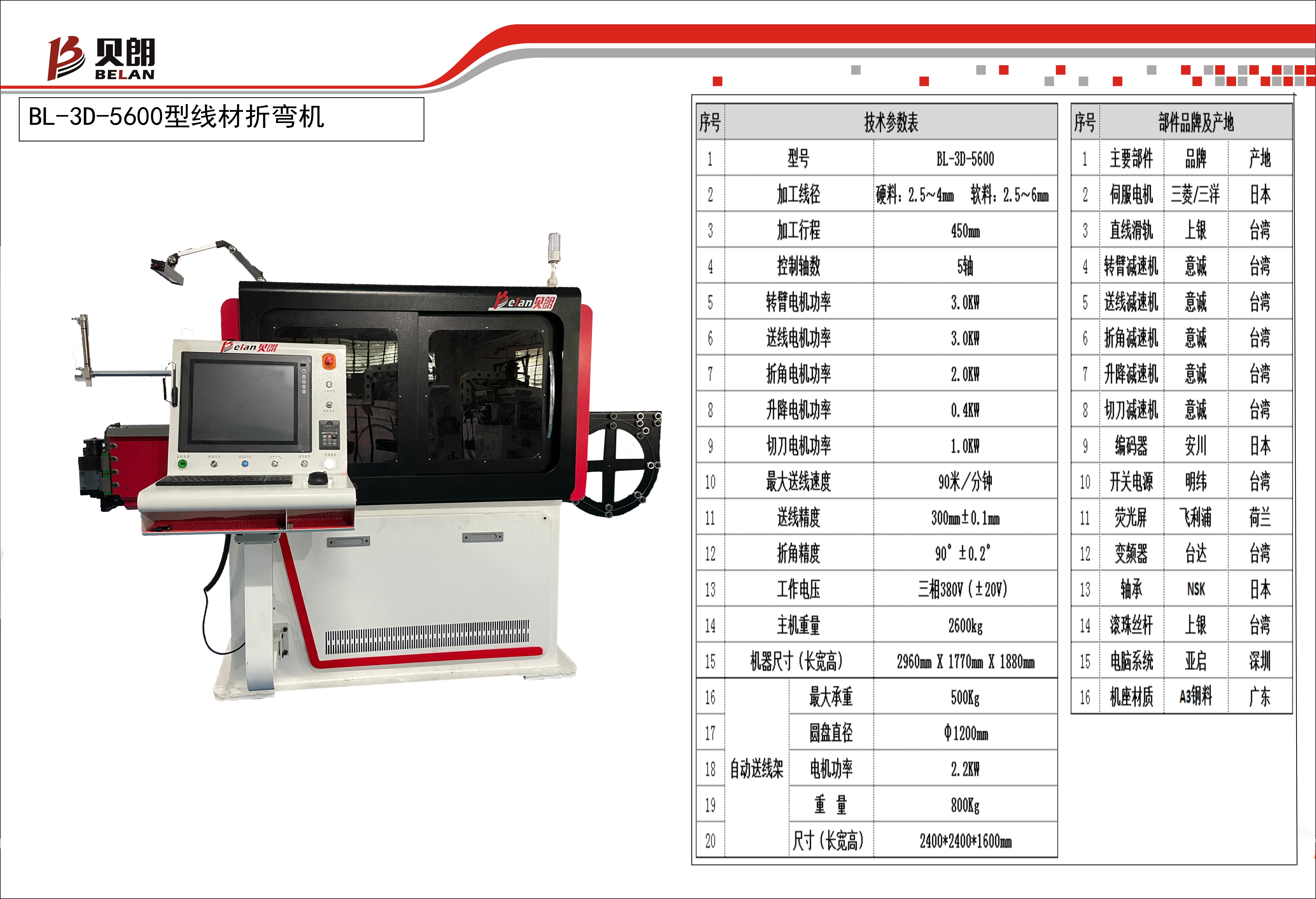 新型设备BL-3D-5600型数控全自动折弯机速度快